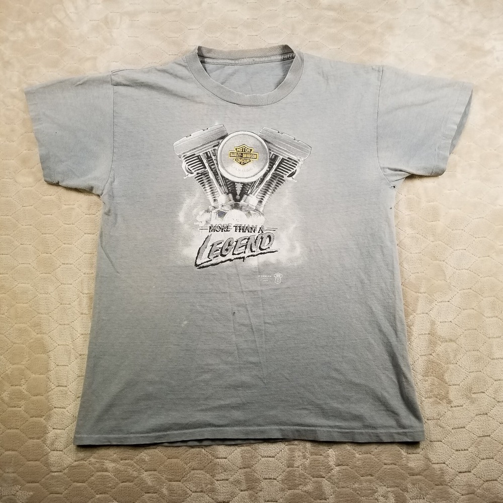 VTG 1989 Faded Harley Davidson More Than A Legend 3D Emblem Shirt Cleveland Sz L